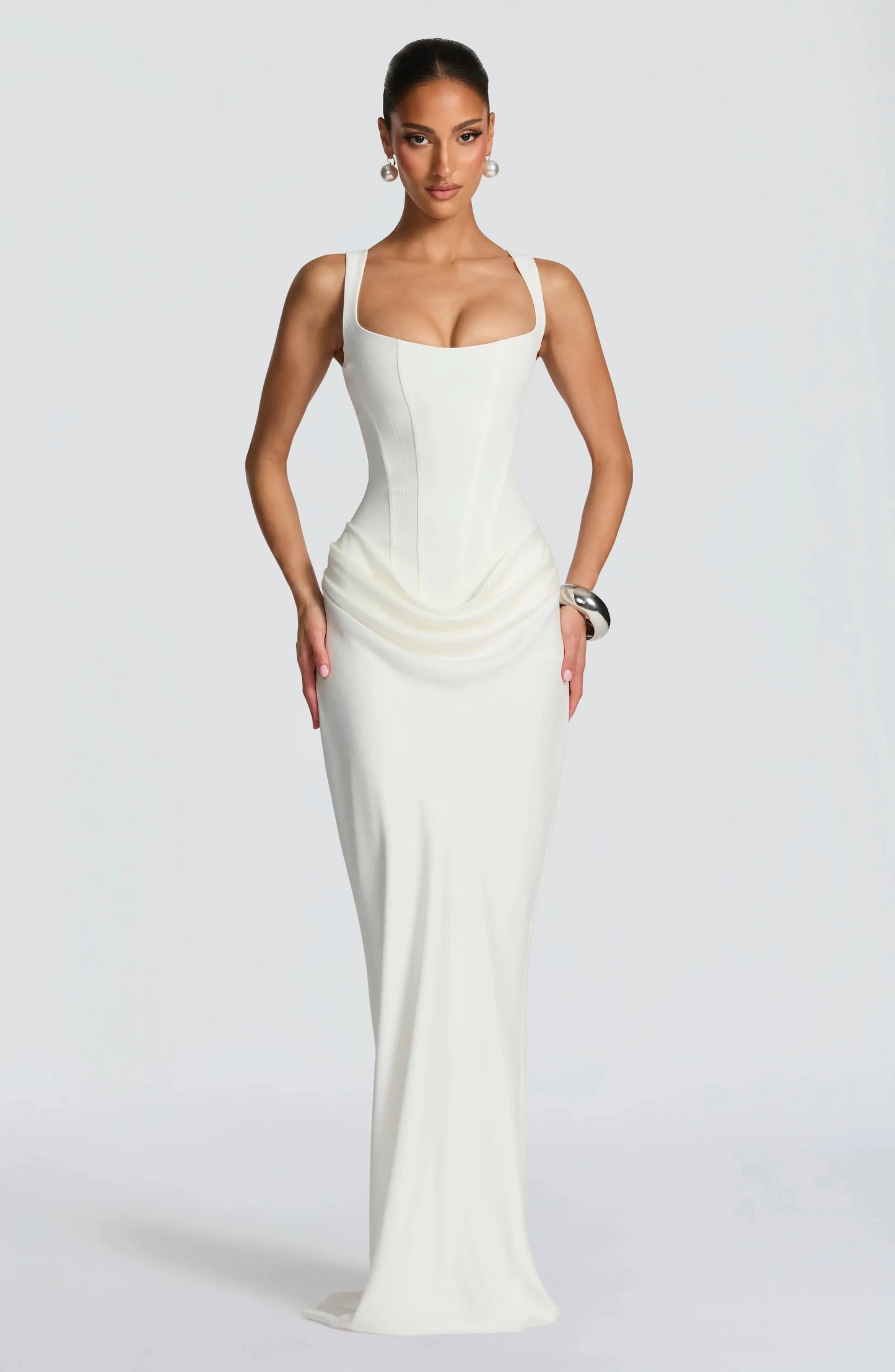 Julia - Romantische Bruiloft Gastenjurk Dames met Corsage en Mermaid Zoom