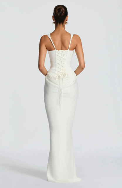 Julia - Romantische Bruiloft Gastenjurk Dames met Corsage en Mermaid Zoom