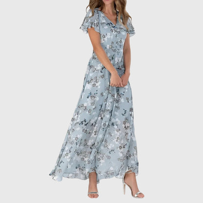 Julia - Romantische Zomerjurk Dames Maxi met Bloemenprint en Vlindermouwen