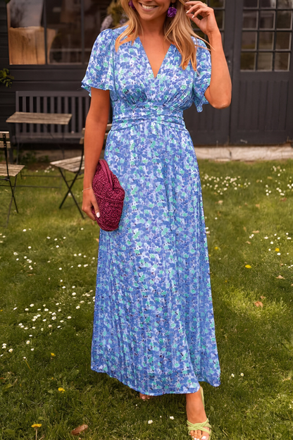 Julia - Vrolijke Zomerjurk Dames Maxi met V-hals en Bloemenprint