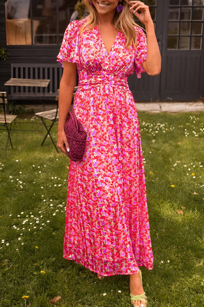 Julia - Vrolijke Zomerjurk Dames Maxi met V-hals en Bloemenprint