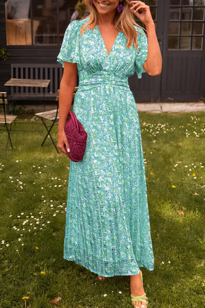 Julia - Vrolijke Zomerjurk Dames Maxi met V-hals en Bloemenprint