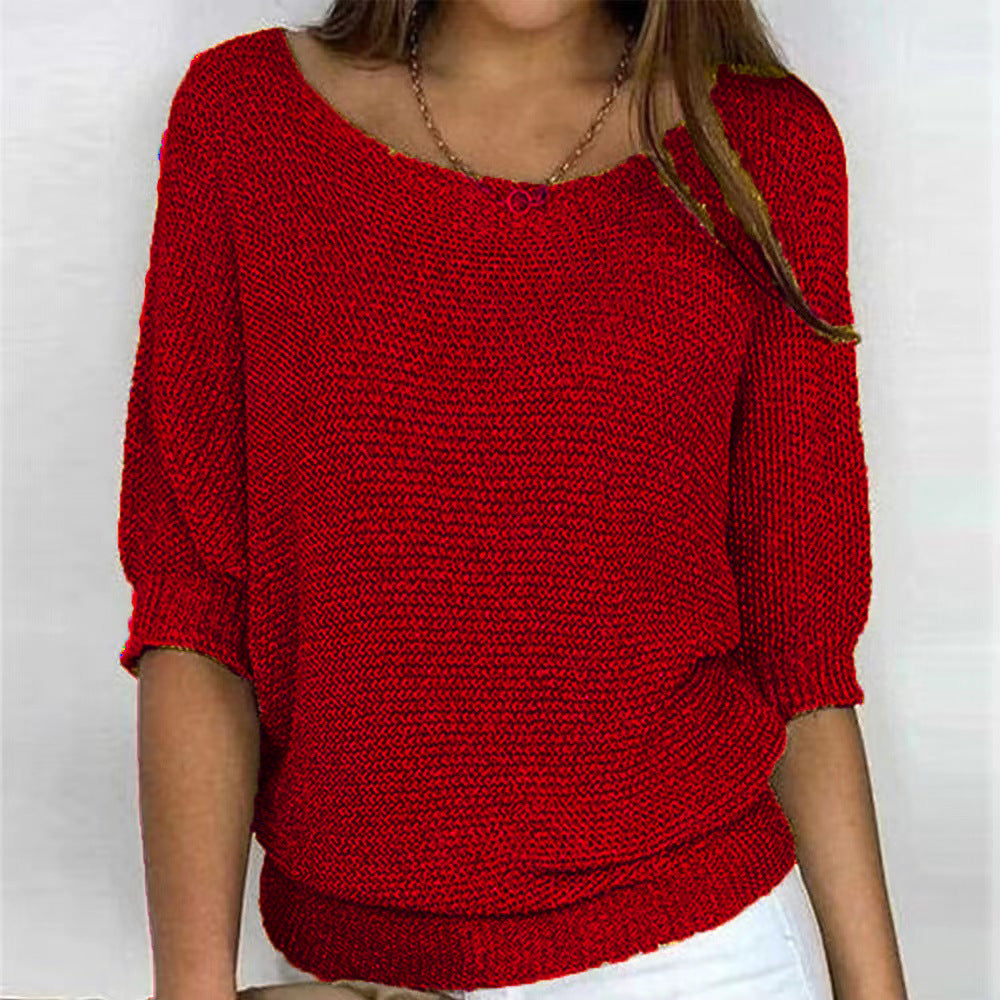 Julia - Dames Herfsttrui Gebreide Stijl met Boothals