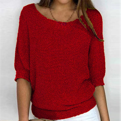 Julia - Dames Herfsttrui Gebreide Stijl met Boothals