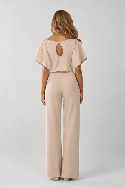 Jumpsuit Dames - Wijde Pijp met Ceintuur en Boothals | Elegant