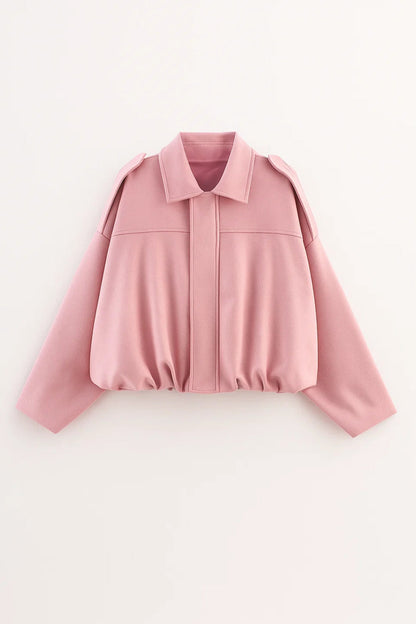 Korte Damesjas | Losvallend Design met Opstaande Schouders | Minimalistische Stijl