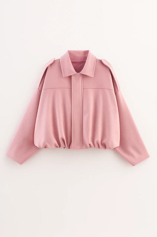 Korte Damesjas | Losvallend Design met Opstaande Schouders | Minimalistische Stijl