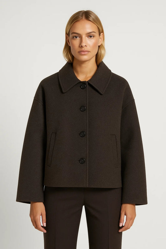 Korte Damesjas | Minimalistisch Design met Grote Kraag | Warm en Tijdloos