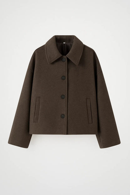 Korte Damesjas | Minimalistisch Design met Grote Kraag | Warm en Tijdloos