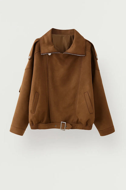 Korte Damesjas | Oversized Model met Riemsluiting | Stoer en Eigentijds