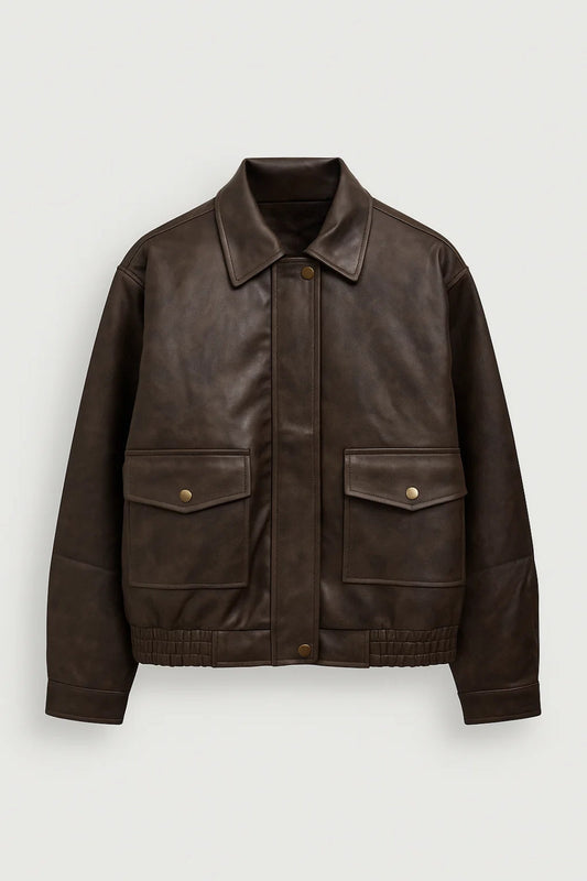 Korte Damesjas | Rechte Pasvorm met Drukknoopsluiting | Stoer en Minimalistisch