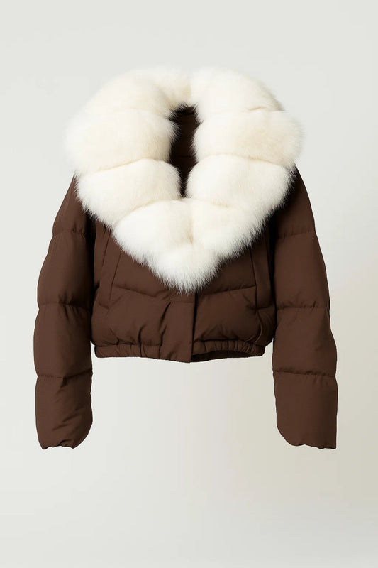 Korte Damesjas | Volumineuze Kraag en Gewatteerd Design | Warm en Stijlvol