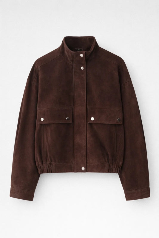 Korte Jas Dames - Oversized Model met Opstaande Kraag en Zakken