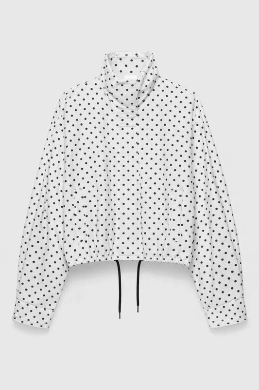 Korte Jas Dames - Oversized Stippenprint met Opstaande Kraag