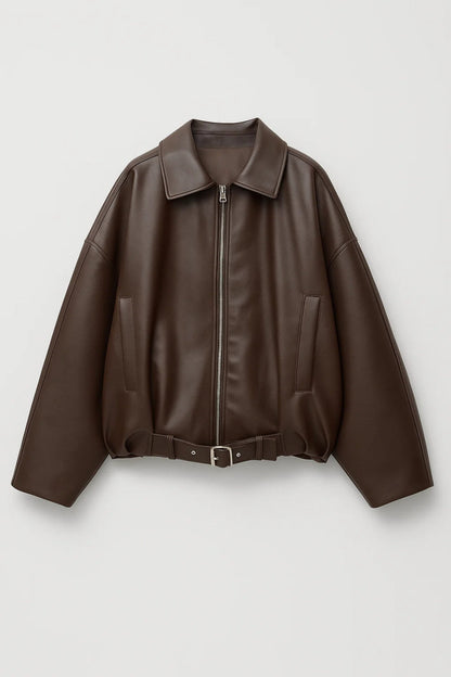 Korte Jas | Oversized Pasvorm met Riem | Stoer en Modern