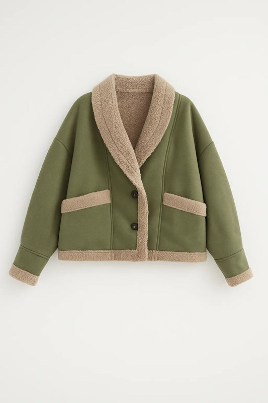 Korte Jas | Teddy Voering en Sjaalkraag | Warm en Stijlvol voor de Winter