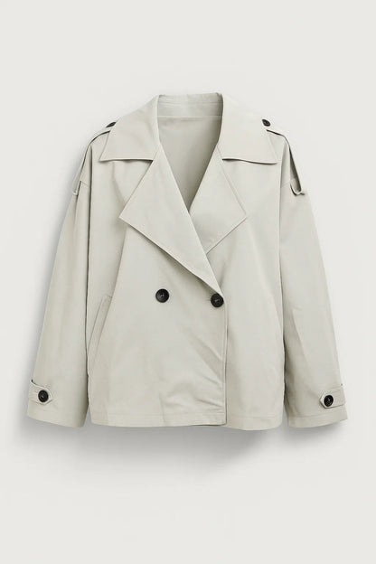 Korte Trenchcoat Dames | Dubbele Knoopsluiting en Revers | Tijdloos en Functioneel