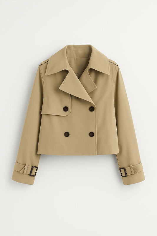 Korte Trenchcoat Dames | Dubbele Rijsluiting | Tijdloos en Lichtgewicht