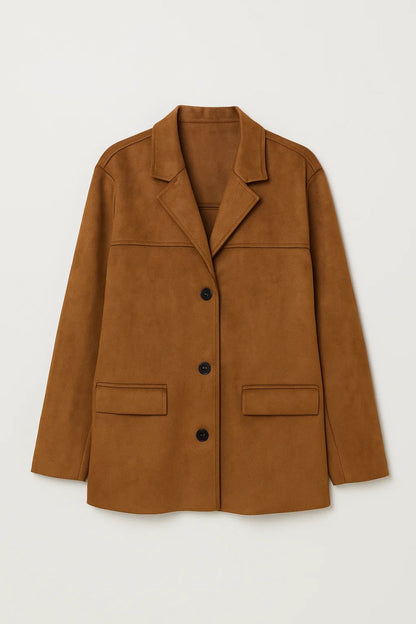Lange Damesblazer | Recht Model met Knoopsluiting | Tijdloos en Elegant
