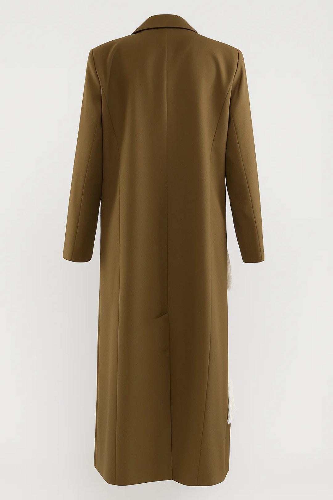 Lange Damesjas | Asymmetrisch Design met Franjedetail | Artistieke Uitstraling