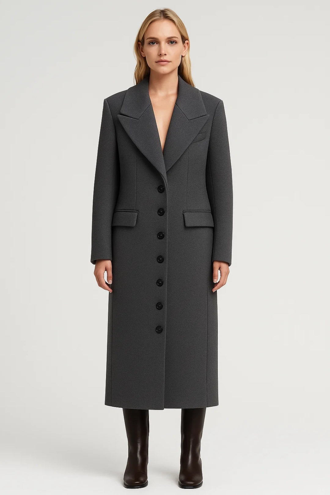 Lange Damesjas | Dubbele Revers | Klassieke Elegantie