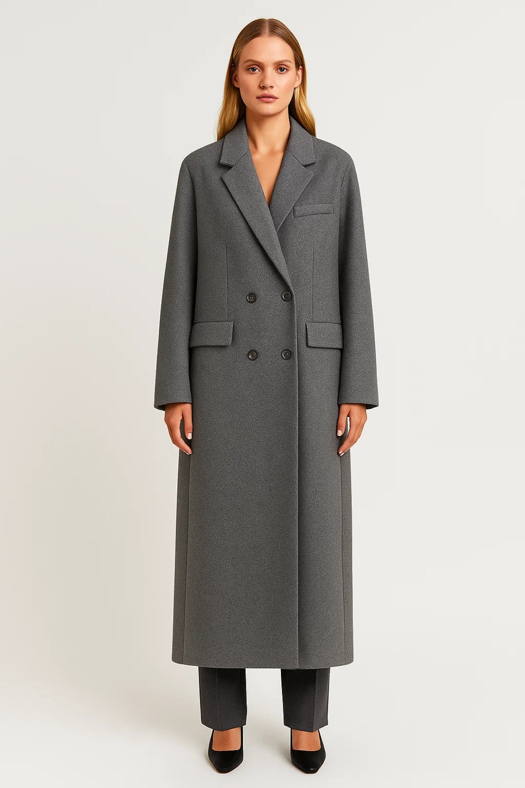 Dames Jas | Dubbelrijig Design | Lange Pasvorm | Winter | Comfortabele Pasvorm | Ideaal voor Dagelijks Gebruik