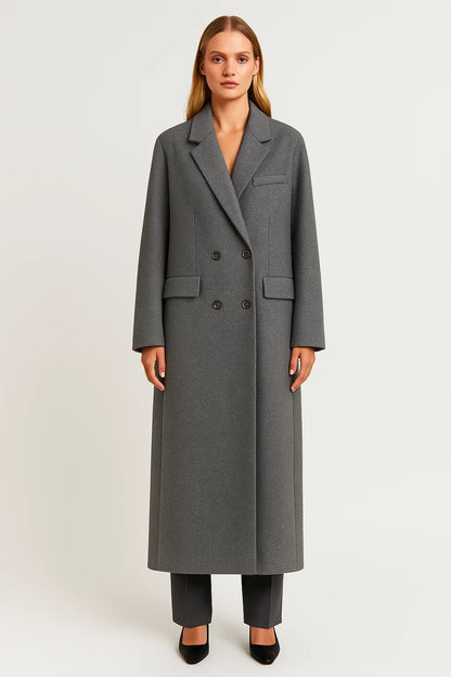 Dames Jas | Dubbelrijig Design | Lange Pasvorm | Winter | Comfortabele Pasvorm | Ideaal voor Dagelijks Gebruik