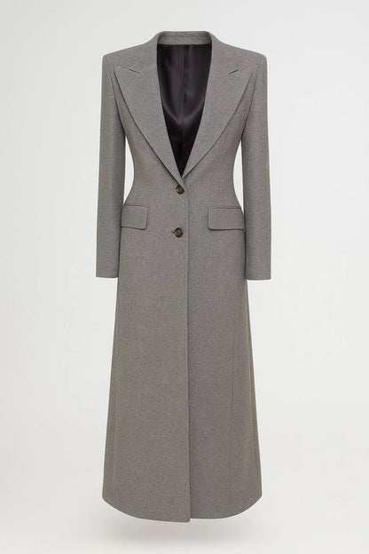 Lange Damesjas | Getailleerd Model met Brede Revers | Elegantie voor Koudere Dagen