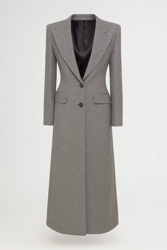 Lange Damesjas | Getailleerd Model met Brede Revers | Elegantie voor Koudere Dagen