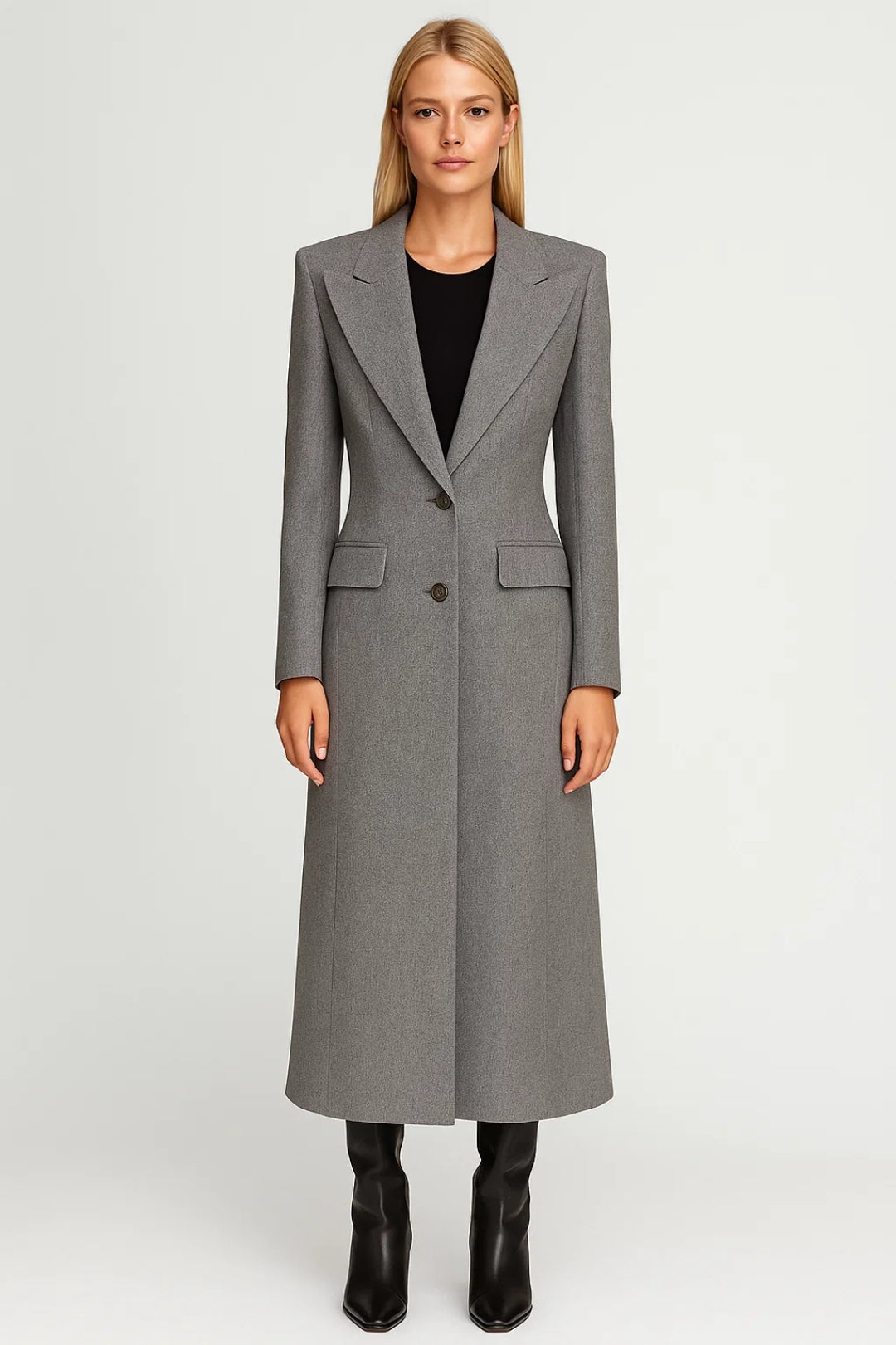 Lange Damesjas | Getailleerd Model met Brede Revers | Elegantie voor Koudere Dagen