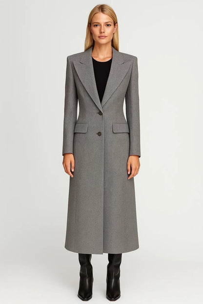 Lange Damesjas | Getailleerd Model met Brede Revers | Elegantie voor Koudere Dagen