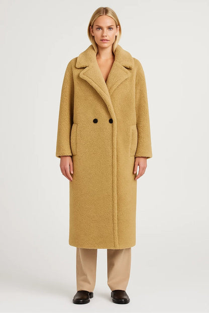 Lange Damesjas | Teddy Look met Brede Revers | Warm en Trendy voor Koude Dagen