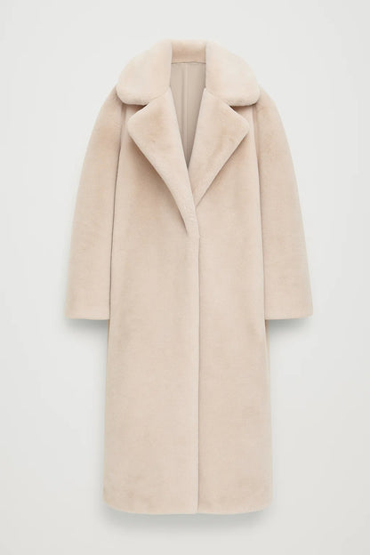 Dames Jas | Lange Pasvorm | Volumineuze Reverskraag | Winter | Comfortabel | Ideaal voor Dagelijks Gebruik