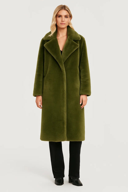 Dames Jas | Lange Pasvorm | Volumineuze Reverskraag | Winter | Comfortabel | Ideaal voor Dagelijks Gebruik