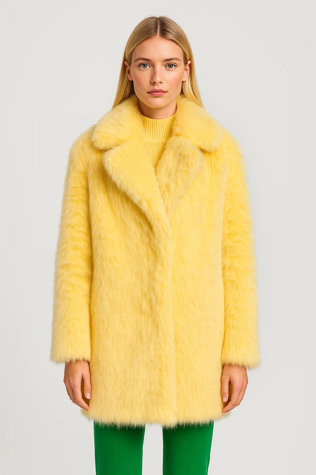 Lange Faux Fur Damesjas | Statement Look met Klassieke Reverskraag | Warm en Modieus