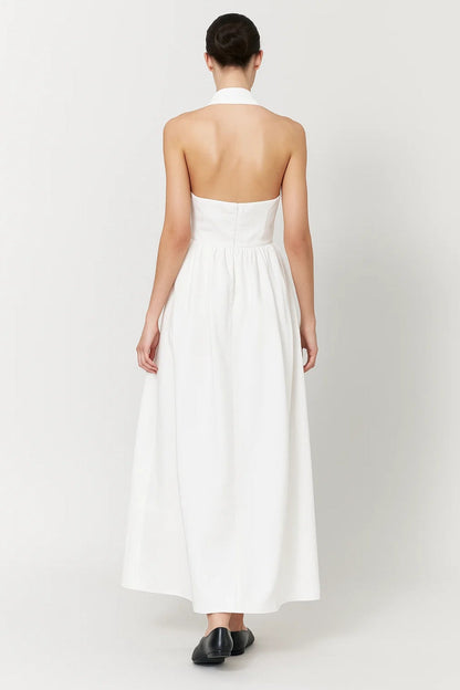 Lange Halterjurk | Elegante Taille en Uitlopende Rok | Lichtgewicht en Ademend
