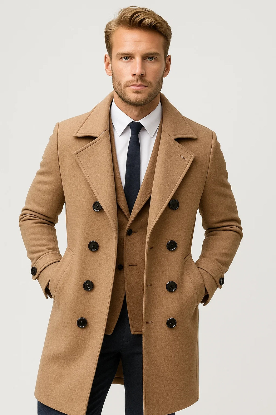 Lange Jas Heren | Reverskraag | Dubbele Knoopsluiting | Winter | Ideaal voor koude dagen