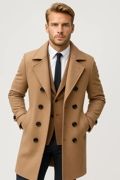 Lange Jas Heren | Reverskraag | Dubbele Knoopsluiting | Winter | Ideaal voor koude dagen
