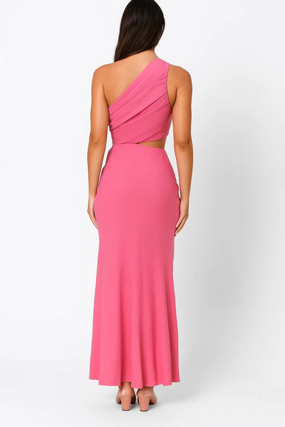 Lange Jurk | One-Shoulder met Bloemdetail | Lichtgewicht en Ademend