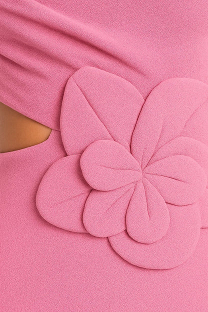 Lange Jurk | One-Shoulder met Bloemdetail | Lichtgewicht en Ademend
