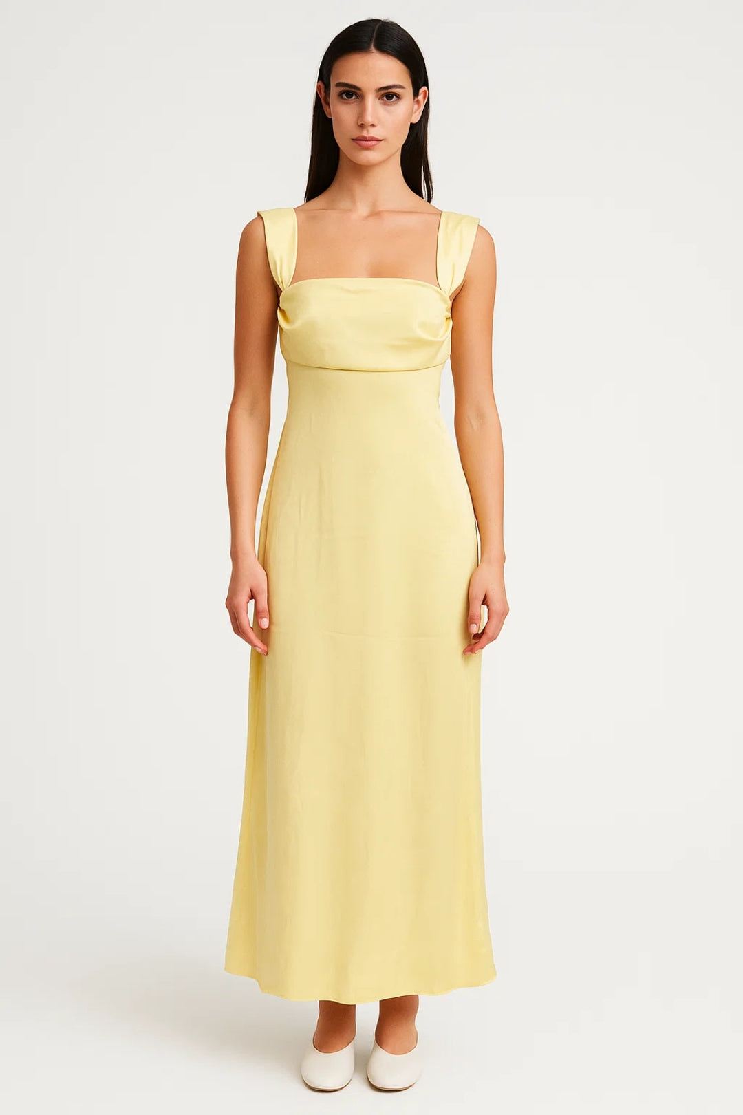 Lange Jurk met Vierkante Halslijn | Elegante Pasvorm | Lichtgewicht en Ademend