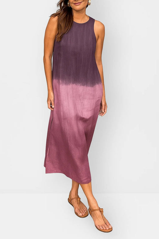 Lange Mouwloze Jurk | Verloopprint | Luchtig en Casual