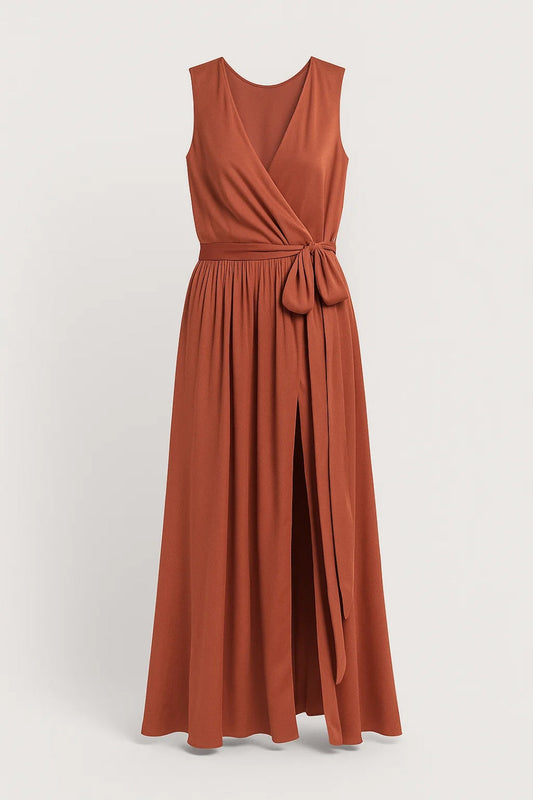 Maxi Jurk Dames - Wikkel Stijl met V-hals en Split | Elegant