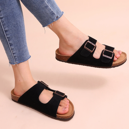 Britt - Orthopedische Sandalen Dames met Dubbele Gesp en Kurkvoetbed