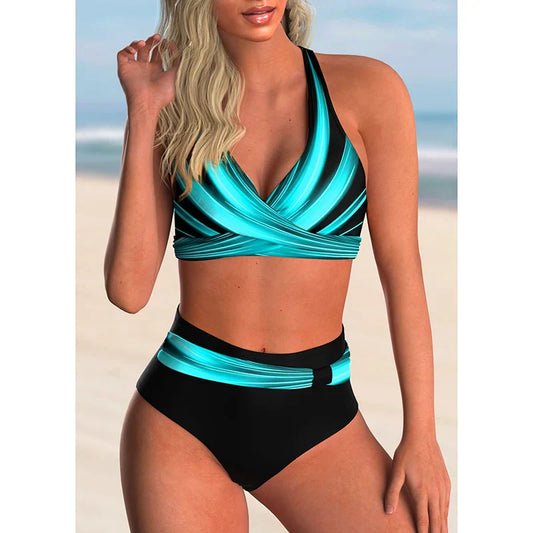 Lara - Chique Bikini Set Dames met Gekruiste Halternek en Hoge Taille