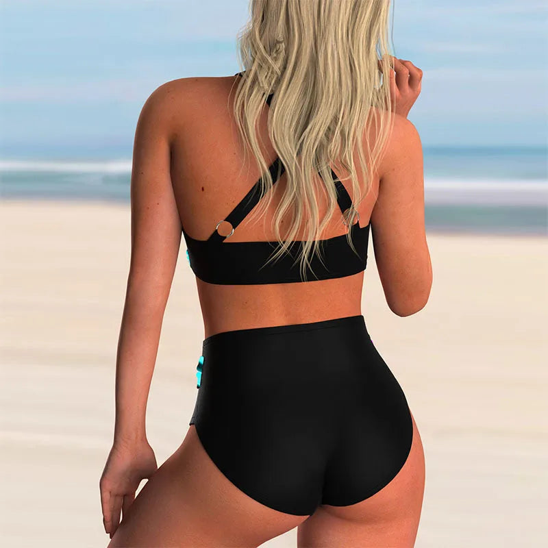 Lara - Chique Bikini Set Dames met Gekruiste Halternek en Hoge Taille