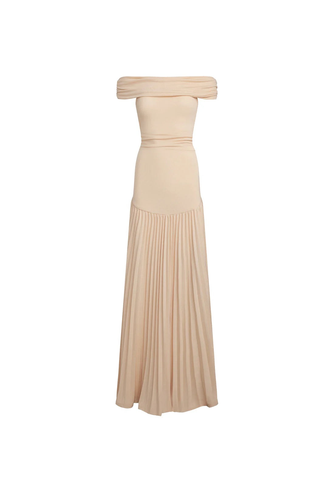 Lara - Chique Bruiloft Gastenjurk Dames met Off-Shoulder en Geplooide Maxi-rok