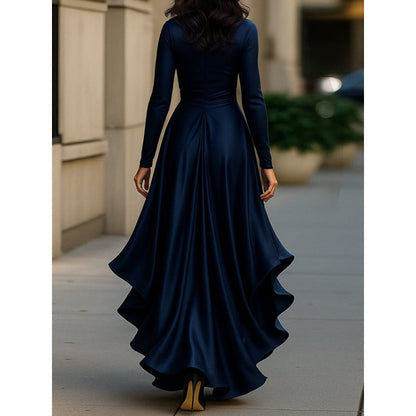 Lara - Elegante Bruiloft Gast Jurk Dames Maxi met Diepe V-hals en Volant Zoom