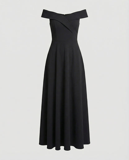 Lara - Elegante Bruiloft Gastenjurk Dames Maxi met Off-Shoulder en A-lijn Rok