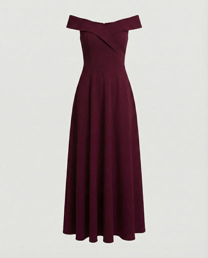 Lara - Elegante Bruiloft Gastenjurk Dames Maxi met Off-Shoulder en A-lijn Rok